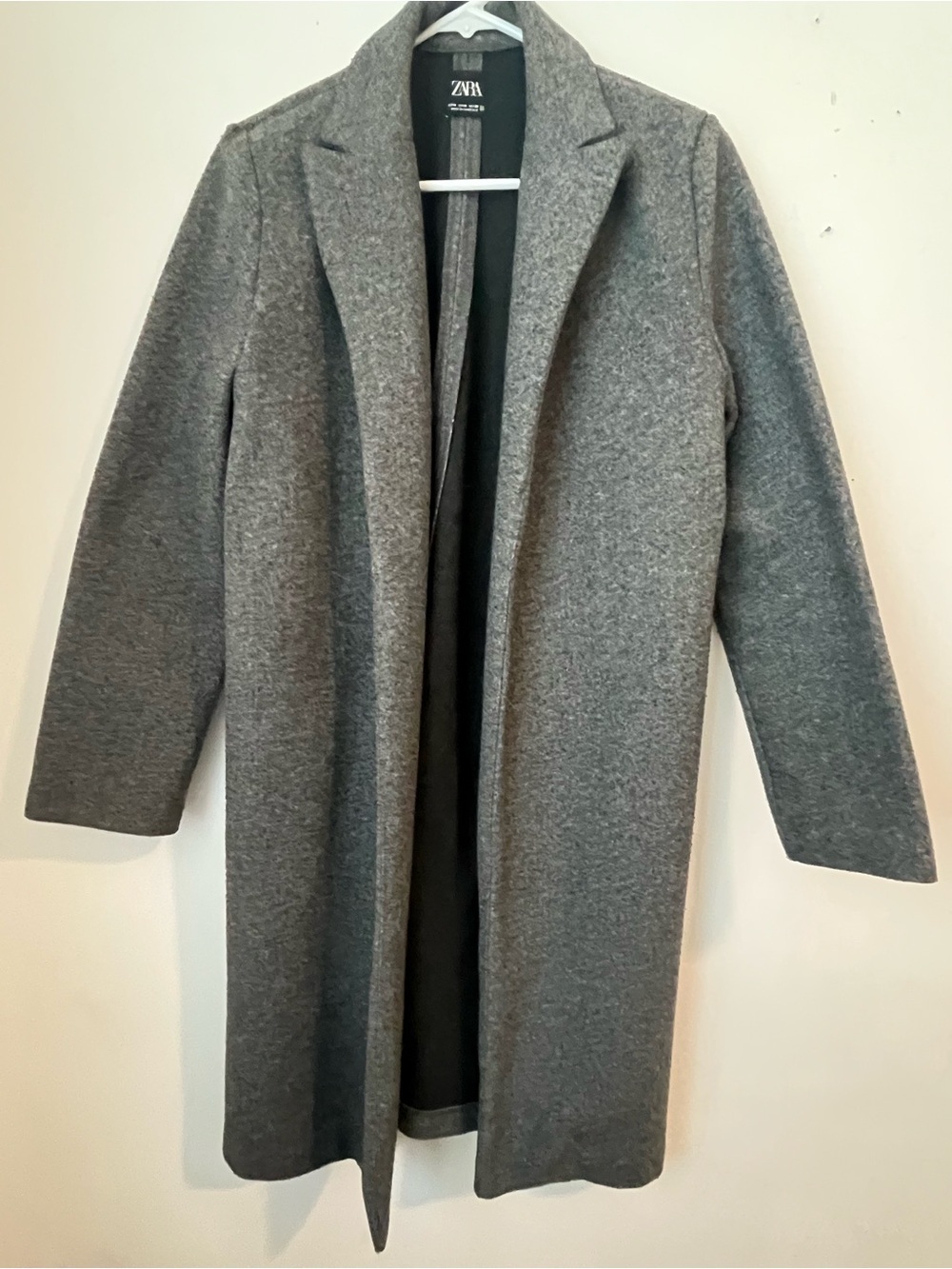 Zara Women's Gray Open-Front Wool Blend Coat